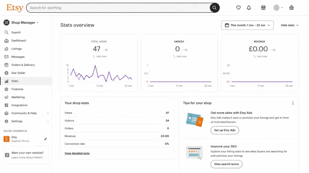 Etsy Earning Dashboard