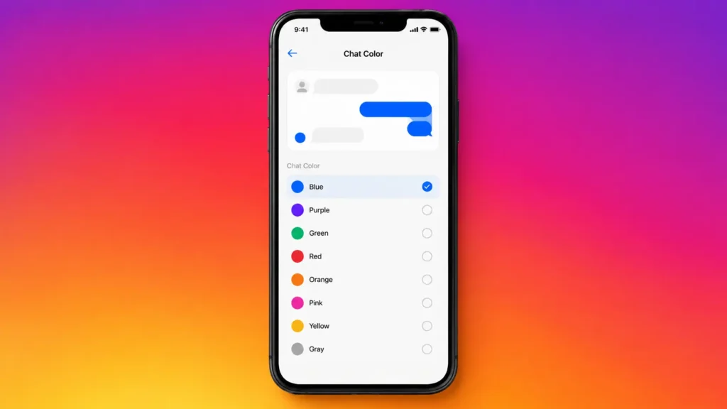 instagram chat color settings
